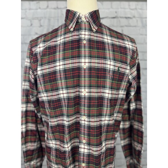 Ralph Lauren Men M Oxford Button Down Light Flannel Shirt Multicolor Plaid - Picture 4 of 7
